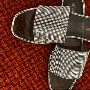 Olivia Miller Sparkling Silver Slides